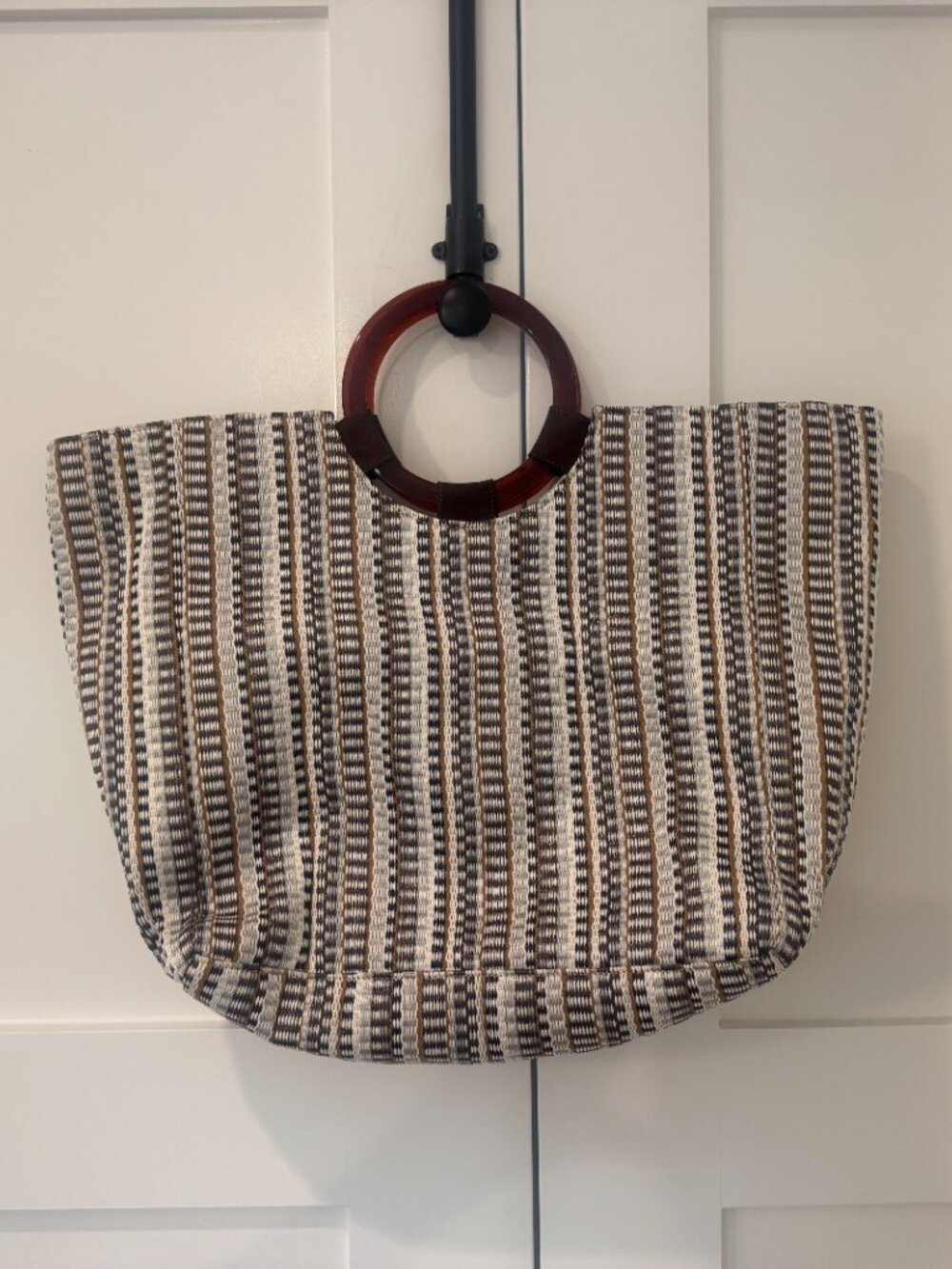 Casa Isota Carlotta Italian Raffia Tote Tortoise Handles $480